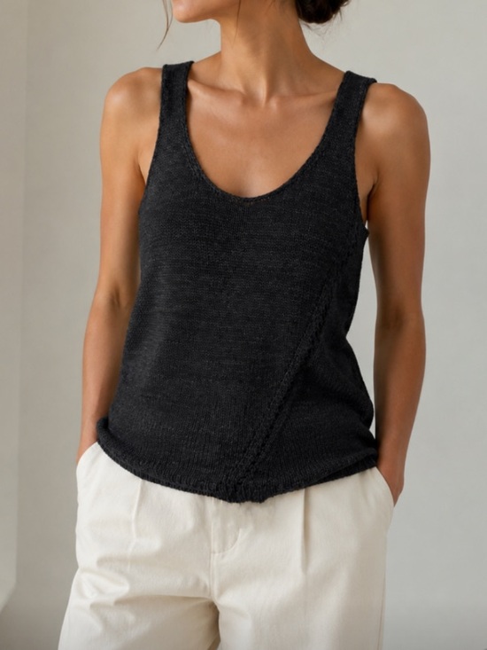 Vince Tops - Vince 100% Linen Knit Scoop Neck Knit Tank
